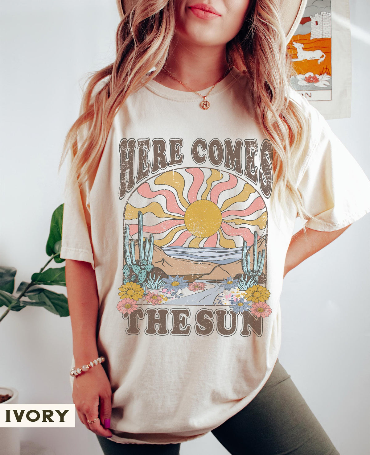 Here Comes Sun Comfort Colors Retro Desert Sunset Boho Western