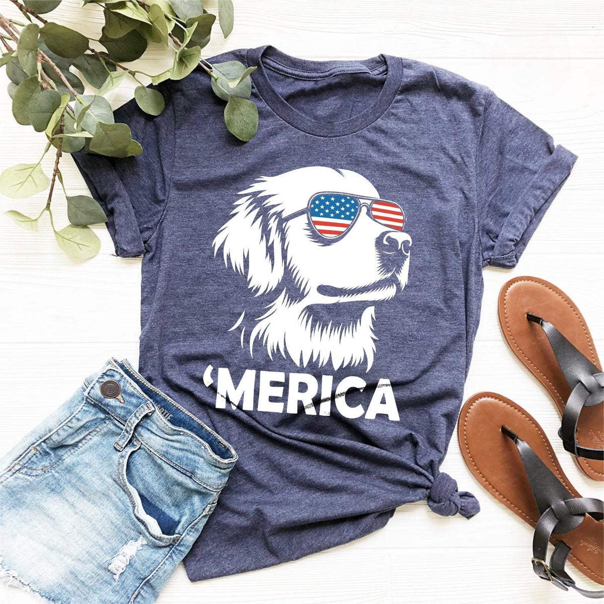 Merica Golden Retriever 4th July Dog Golden Retriever Mom Patriotic Dog Tee Golden Retriever Lover