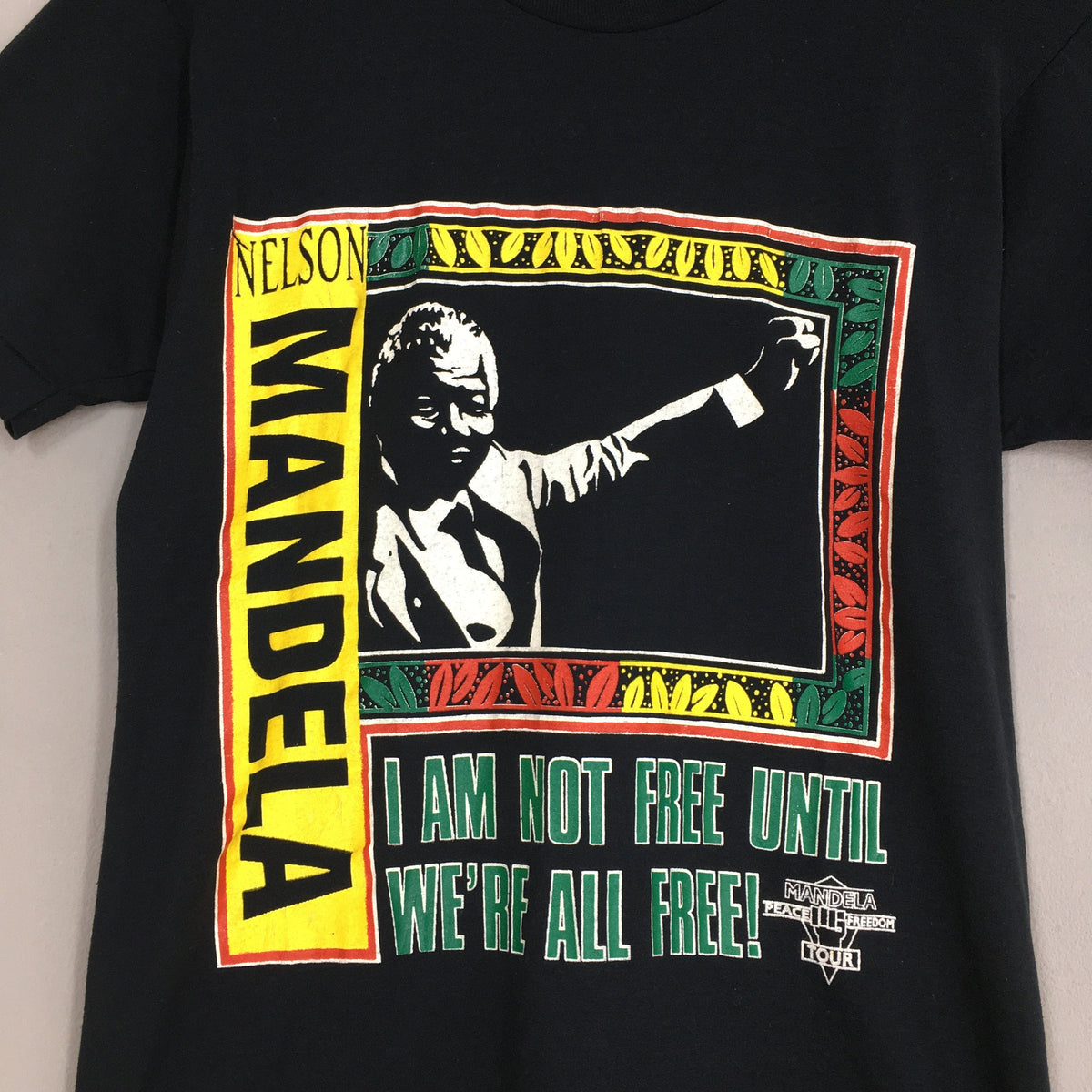 Vintage 80'S Nelson Mandela Black Community Medium Malcolm Am Free Until We'Re Free Human Rights Activist Tee Size
