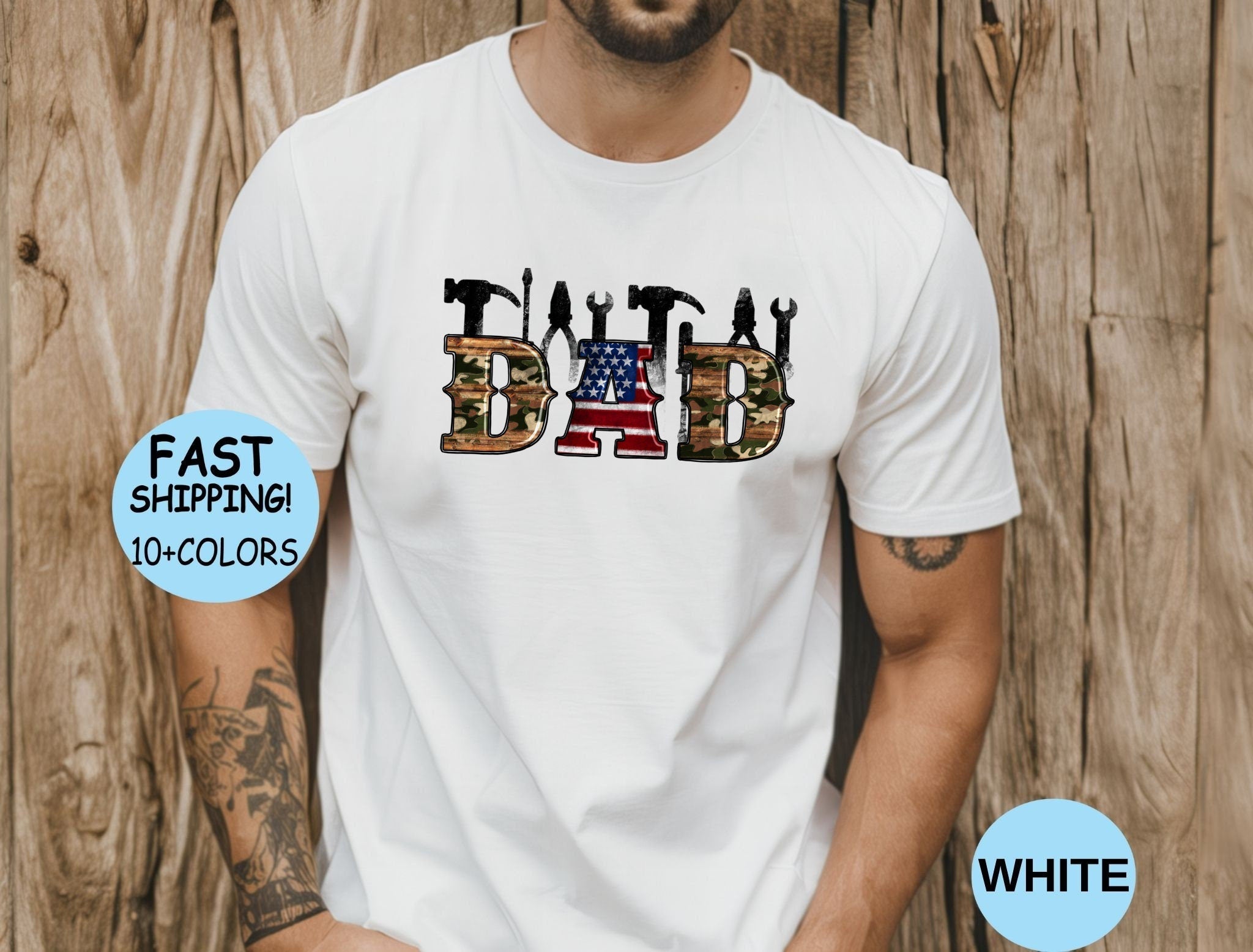 4th July Dad Father'S Day Usa Flag Handyman Dad Usa Flag Dad Patriotic Dad Tee Birthday Dad