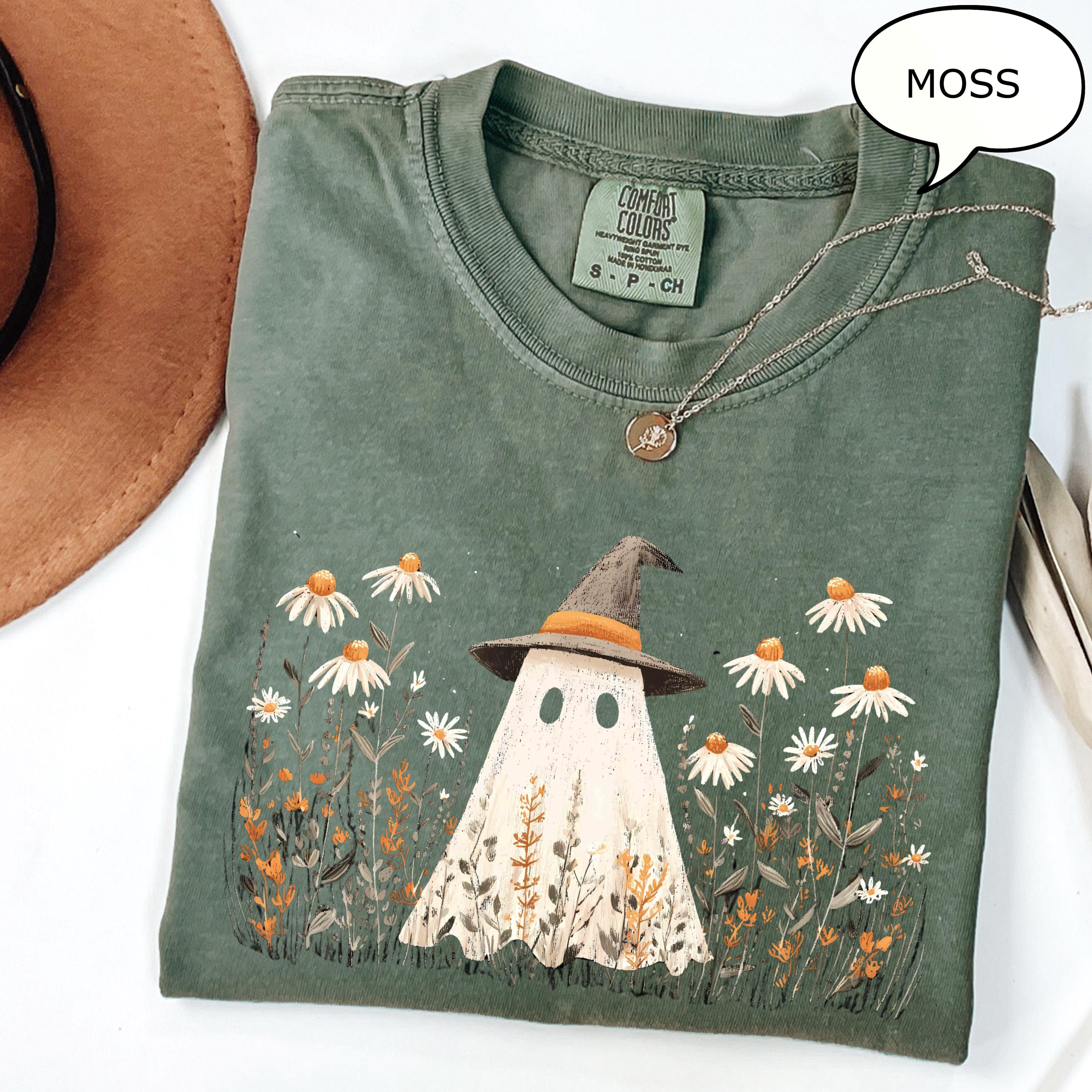 Comfort Colors Ghost Floral Ghos Retro Halloween Fall Halloween Daisy Flower