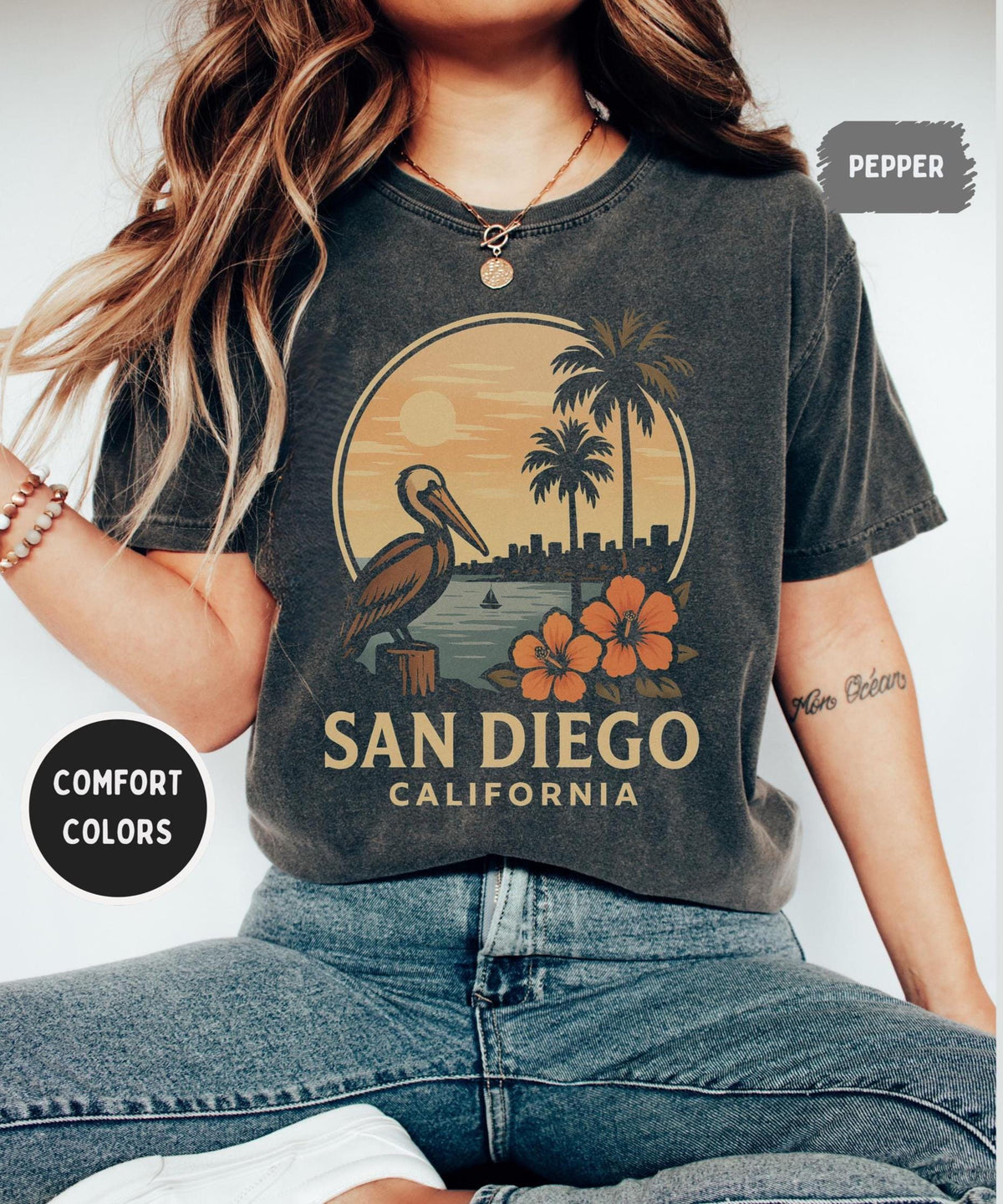 Vintage San Diego California Comfort Colors Tee Retro Vintage Beach Lover