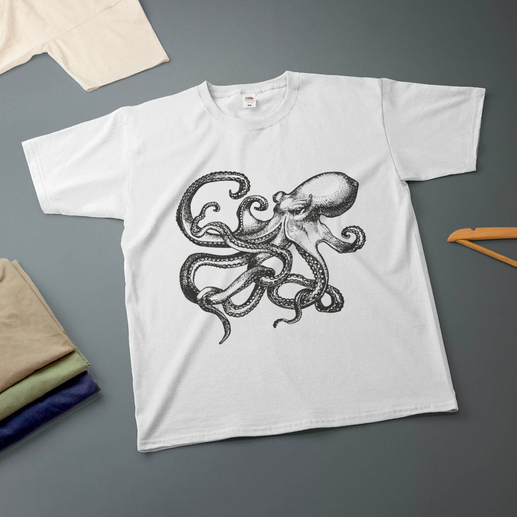Octopus Ink Drawing Kraken Various Sizes Colours Tee Unisex