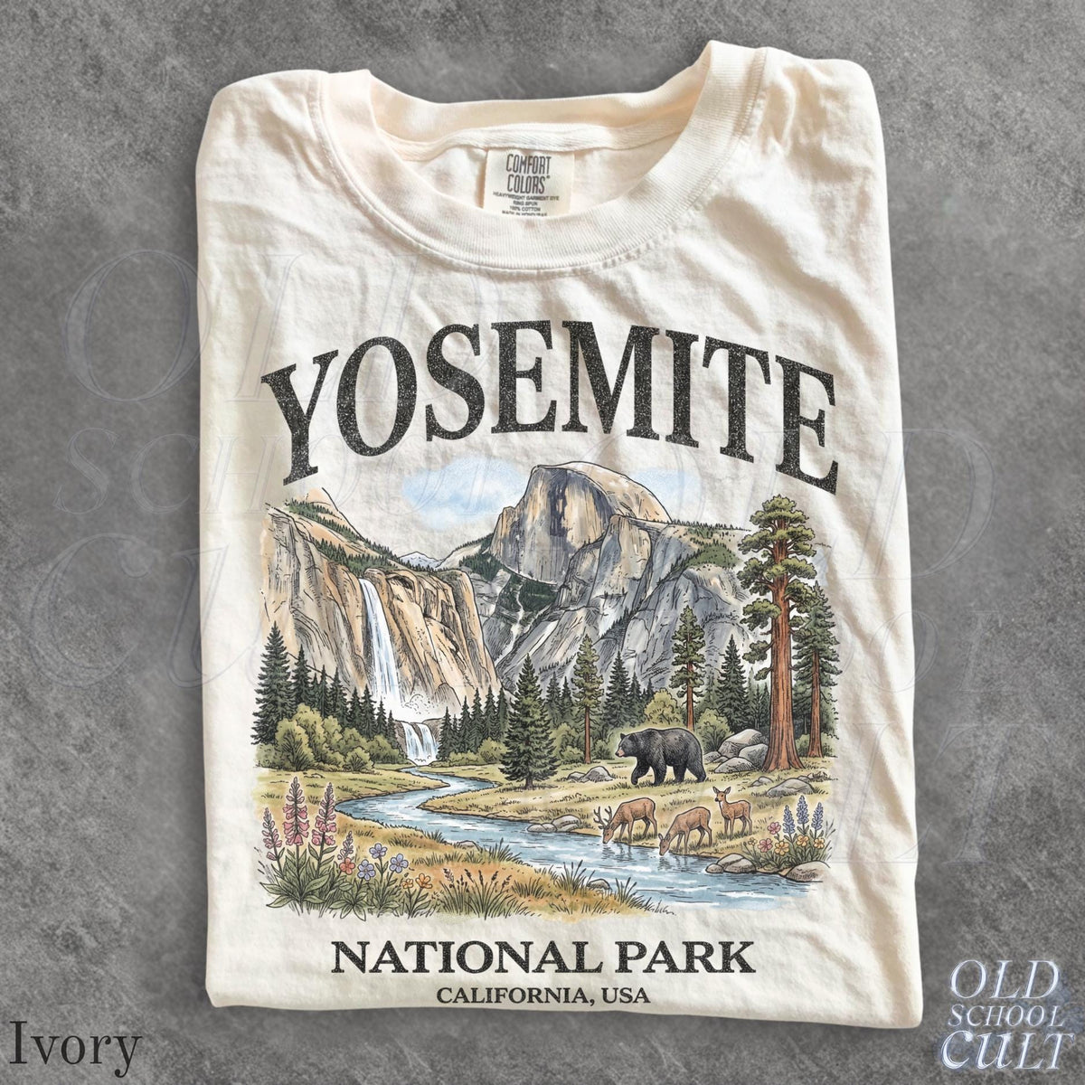 Yosemite National Park Vintage 90s Retro Comfort Colors California Wildlife Bear Usa Tee