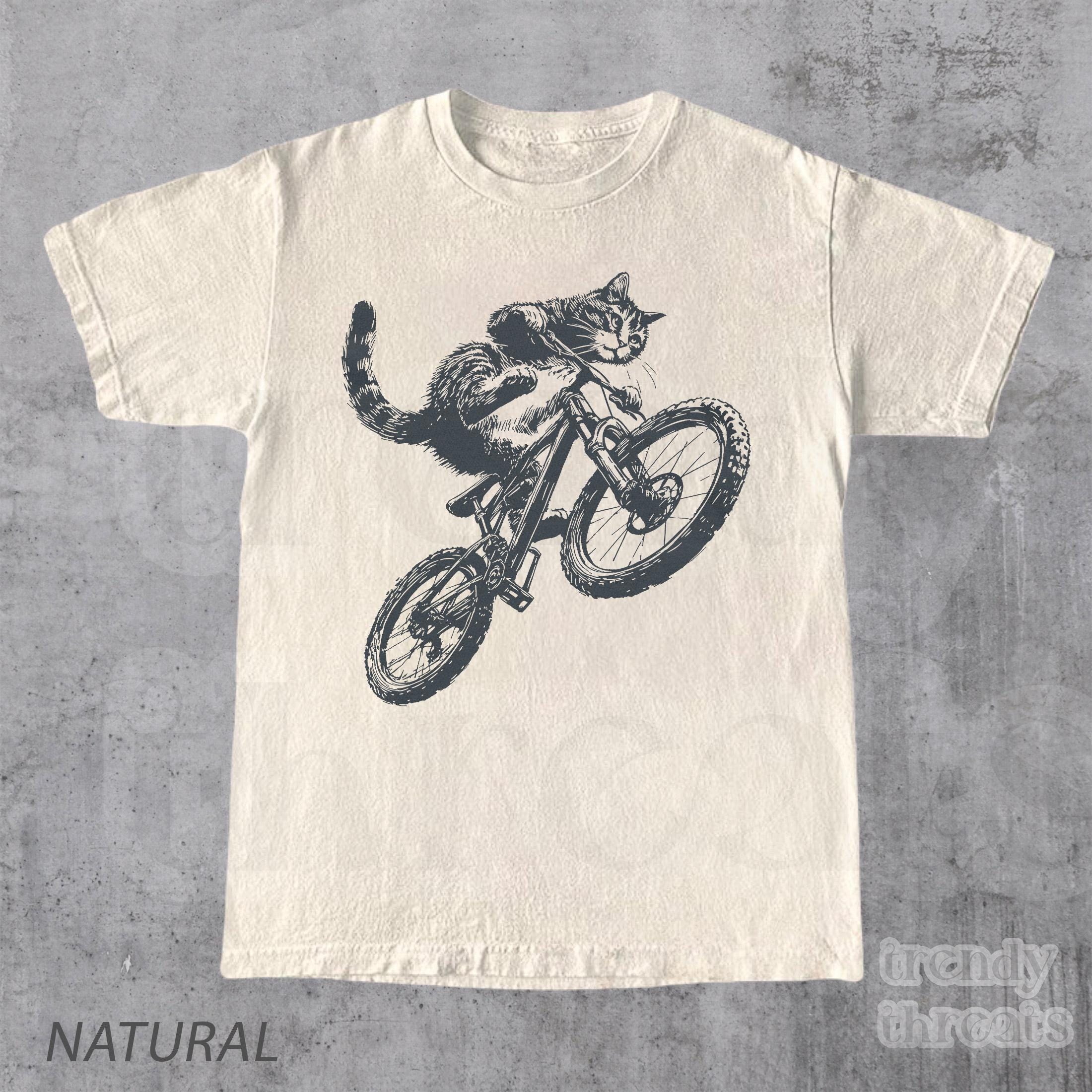 Cat Riding Bicycle Kitten Cat Lover Tee Bikers Cat Parents