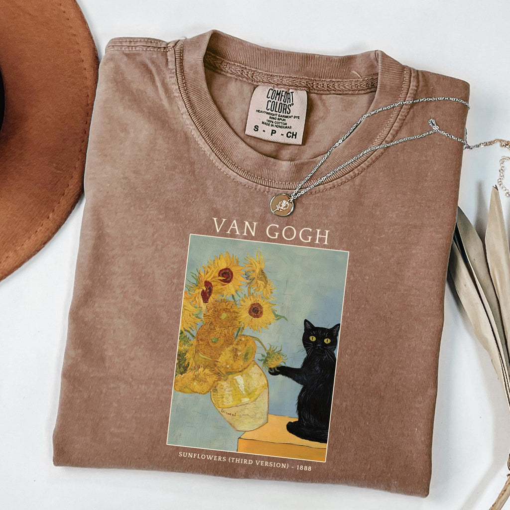 Comfort Colors Ca Ca Van Gogh Cat Meme Black Cat Ar Artist Tee Kitty Lover Tee