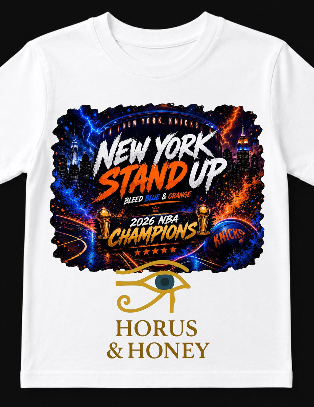 York Knicks 2026 Champions Knicks Fan Tee York Stand Nyc Basketball Bleed Blue Orange Playoff