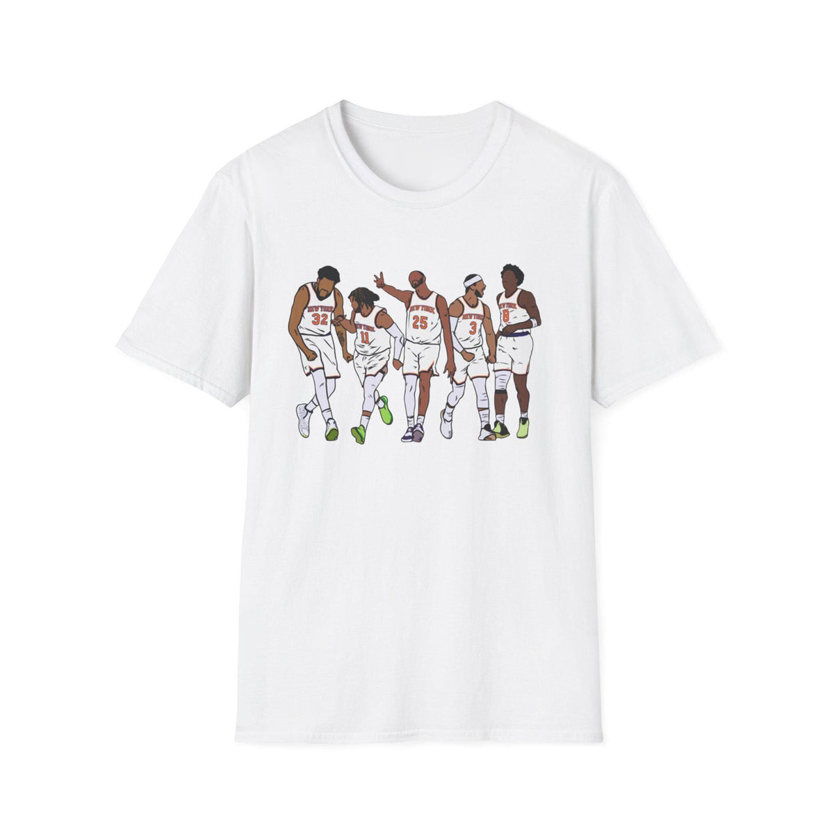 Knicks Starting Five Team York Art Squad Goals White Tee Softstyle Black Champs East