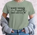 Know Your Worth +Tax - Gildan Softstyle Unisex , , , Long Sleeve Tee