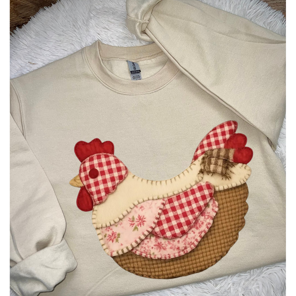 Patchwork Hen / Unisex , , , Long Sleeve Tee