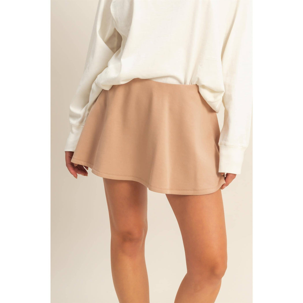 Flirty Double Knit Mid Waist Skort Unisex , , , Long Sleeve Tee