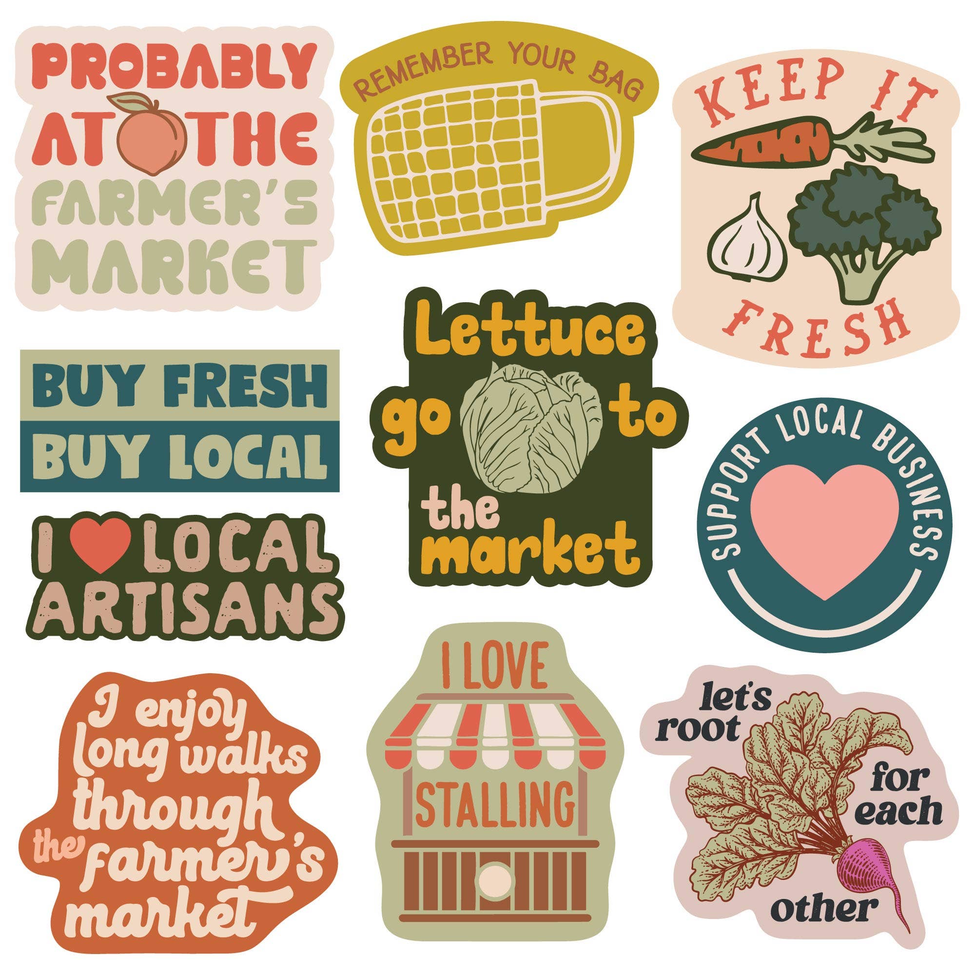 Farmers Market Stickers Unisex , , , Long Sleeve Tee