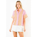 Short Sleeve Mutli Color Gingham Pattern Top Unisex , , , Long Sleeve Tee