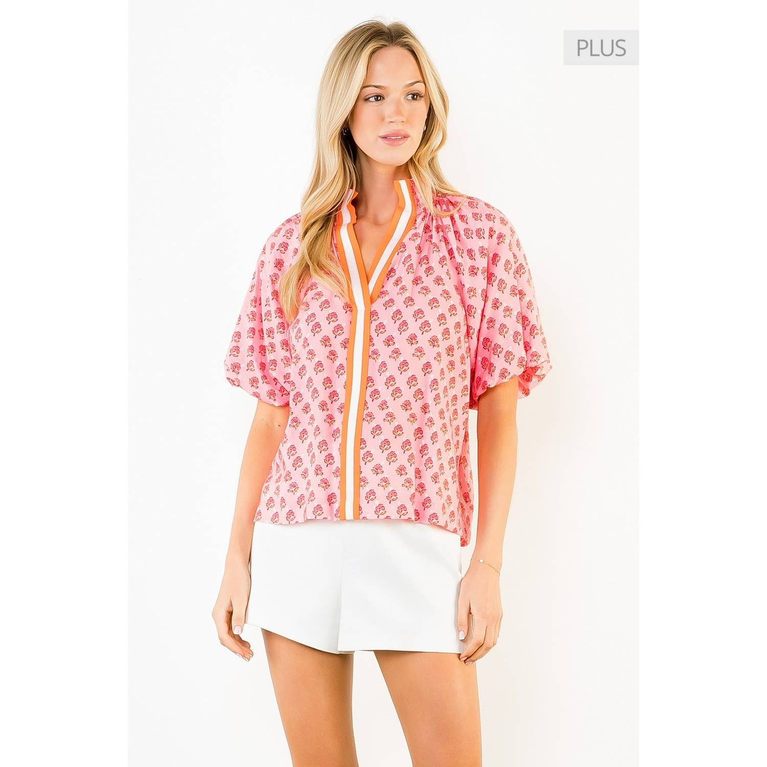 /Size Xl/ Puff Sleeve Flower Print Top Unisex , , , Long Sleeve Tee