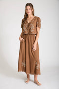 Bird Embroidery Detail Midi Skirt Unisex , , , Long Sleeve Tee