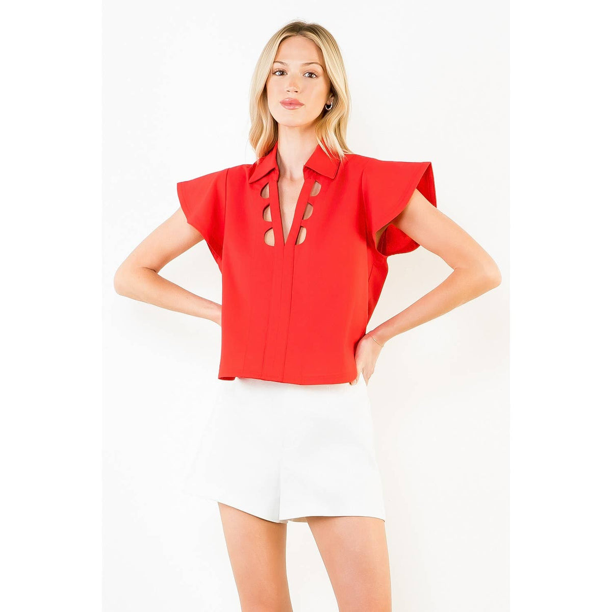 Short Sleeve Cut Out Detail Neckline Top Unisex , , , Long Sleeve Tee
