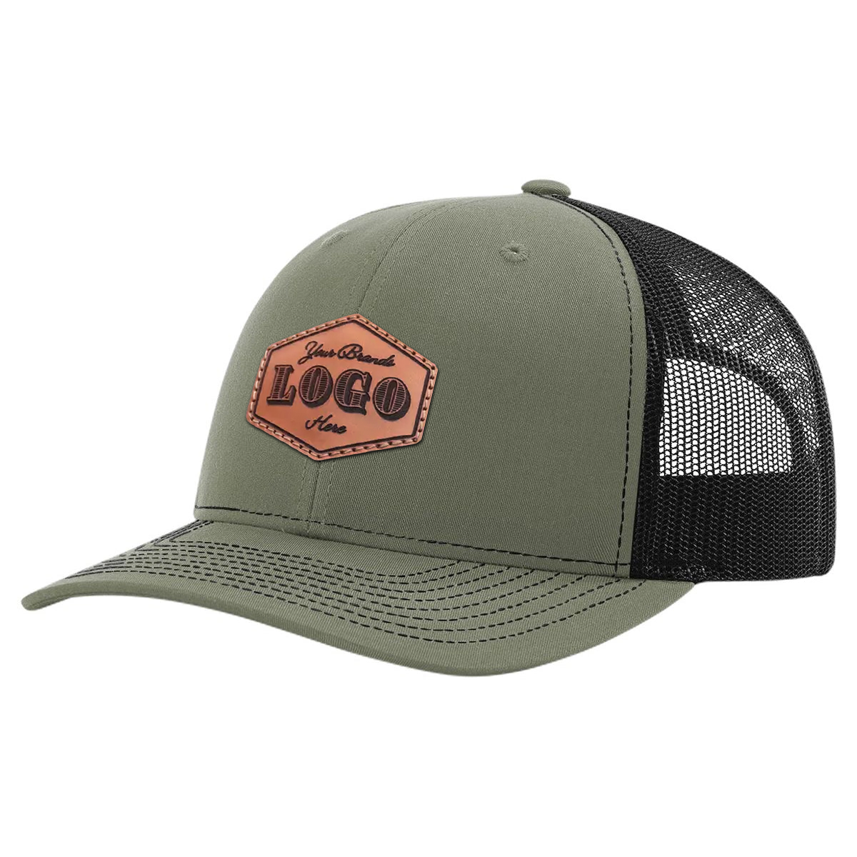 Custom Hat with Laser Engraved Patch - Loden/Black Unisex , , , Long Sleeve Tee