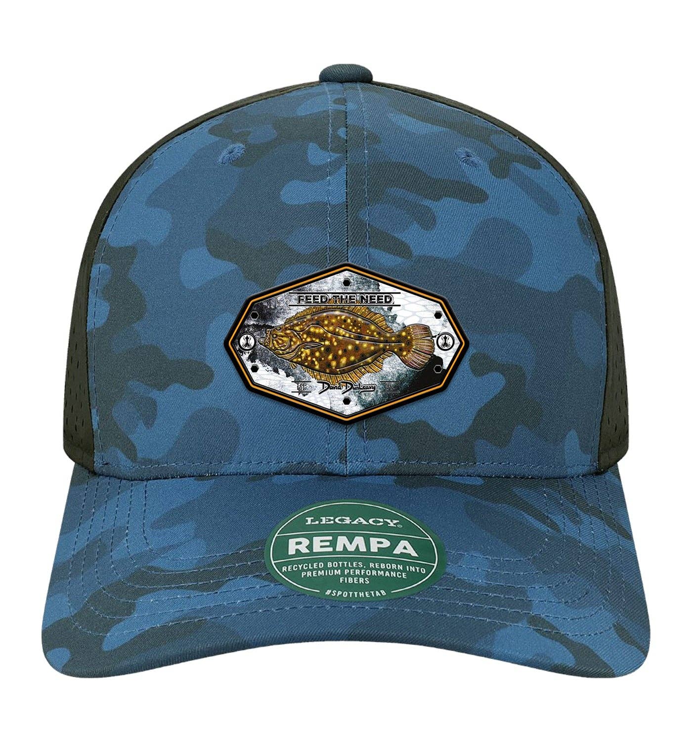 Flounder Kraken Performance Blue Camo Hat Unisex , , , Long Sleeve Tee