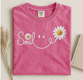 Smile Faux Embroidery Comfort Colors Unisex , , , Long Sleeve Tee