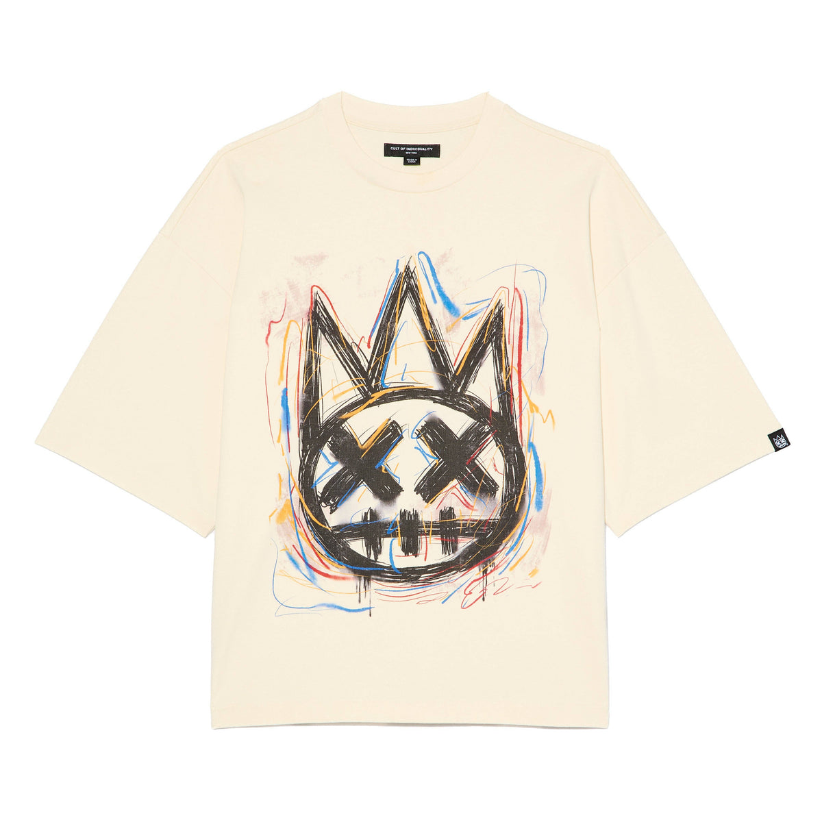 Cult's Oversized Ss Tee "Scribble Logo" in Winter White Unisex , , , Long Sleeve Tee