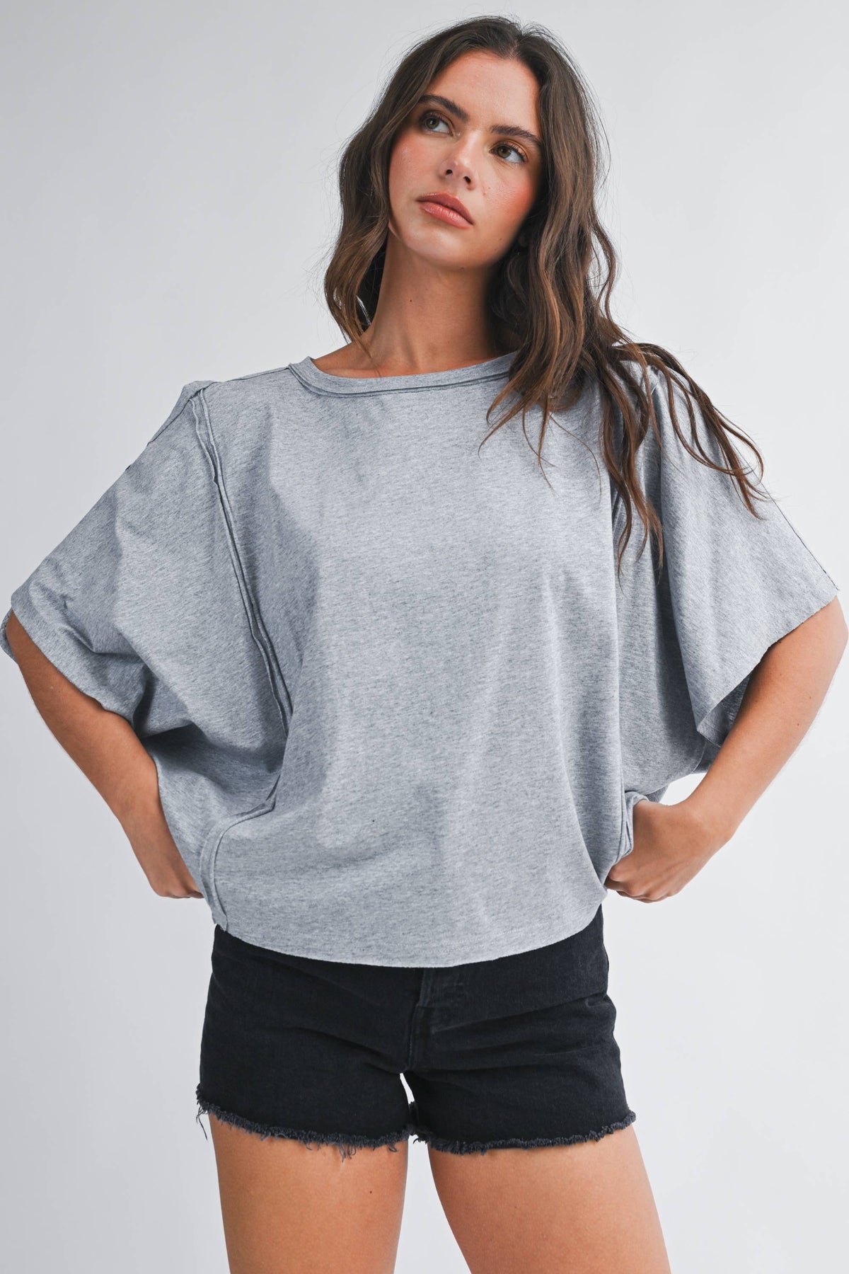 8550HN Boxy Dolman Short Sleeve Top Unisex , , , Long Sleeve Tee
