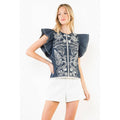 Ruffle Sleeves Embroidery Detail Top Unisex , , , Long Sleeve Tee