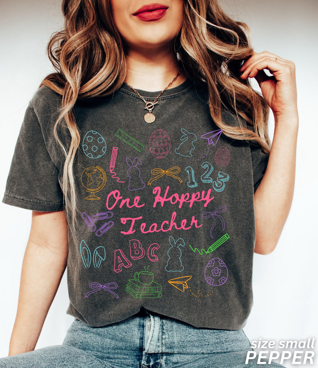 Easter Teacher Hoppy Teacher Comfort Colors Teacher Elementary Teacher Easter Tee Teacher