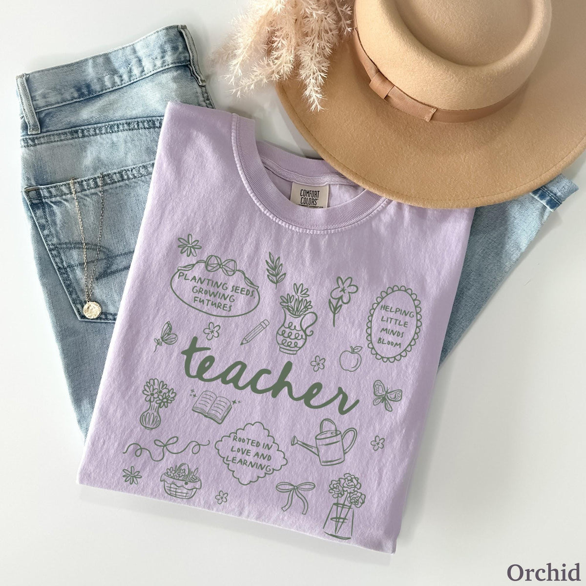 Comfort Colors Teacher Cottagecore Teach Back Shool Tee Spring Floral Teaching Teacher Appreciation