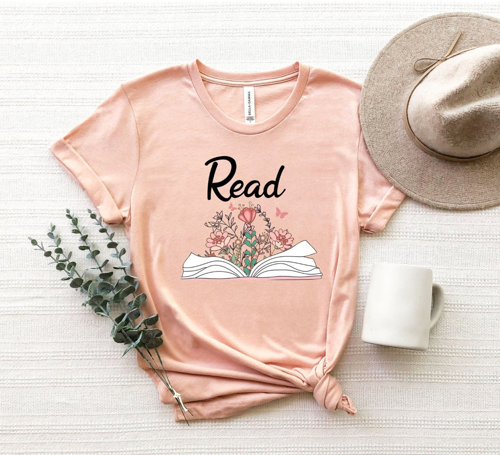 Read Floral Book Reading Book Wildflowers Book Read Book Tee Reading Time Librarian Teacher