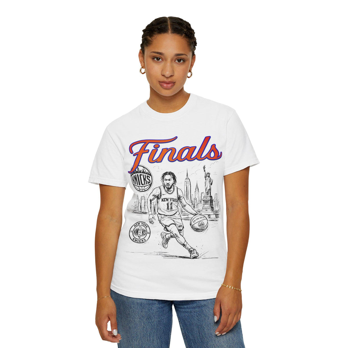 York Finals Nyc Basketball Fan Tee Playoff Basketball Orange Blue Game Day Sports