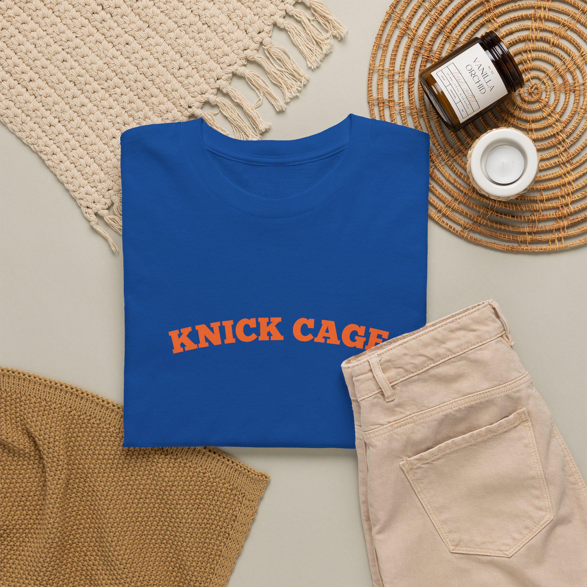 Knick Cage Tee Basketball Pun Ny Basketball Team Hoops Blue Orange Game Day Sports Fan