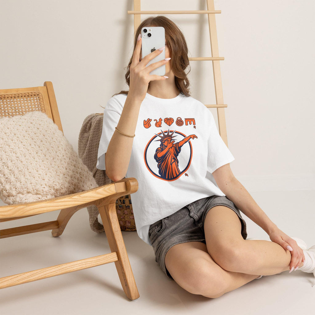 Statue Liberty Dabbing Tee Nyc Liberty Orange Navy Circle Sports Nyc Basketball