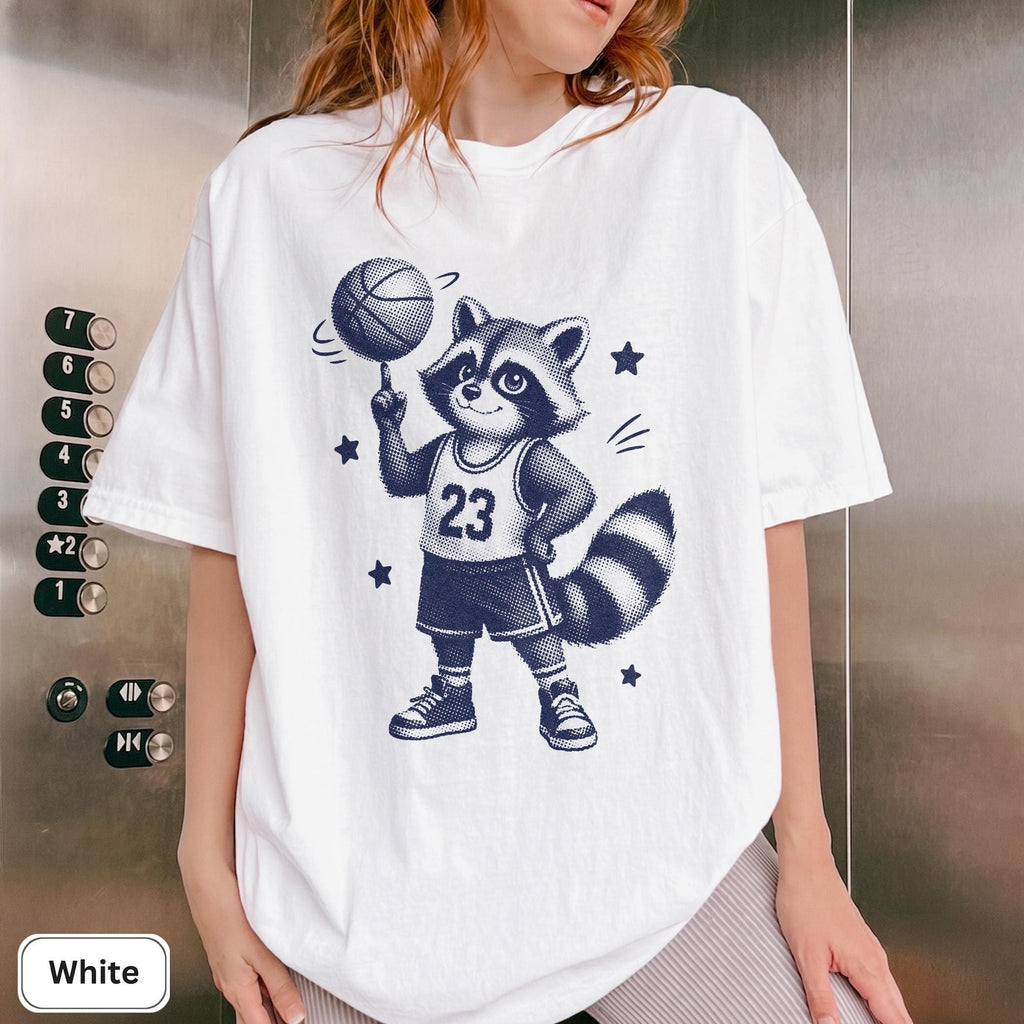 Raccoon Basketball Animal Hoops Tee Basketball Lover Unisex