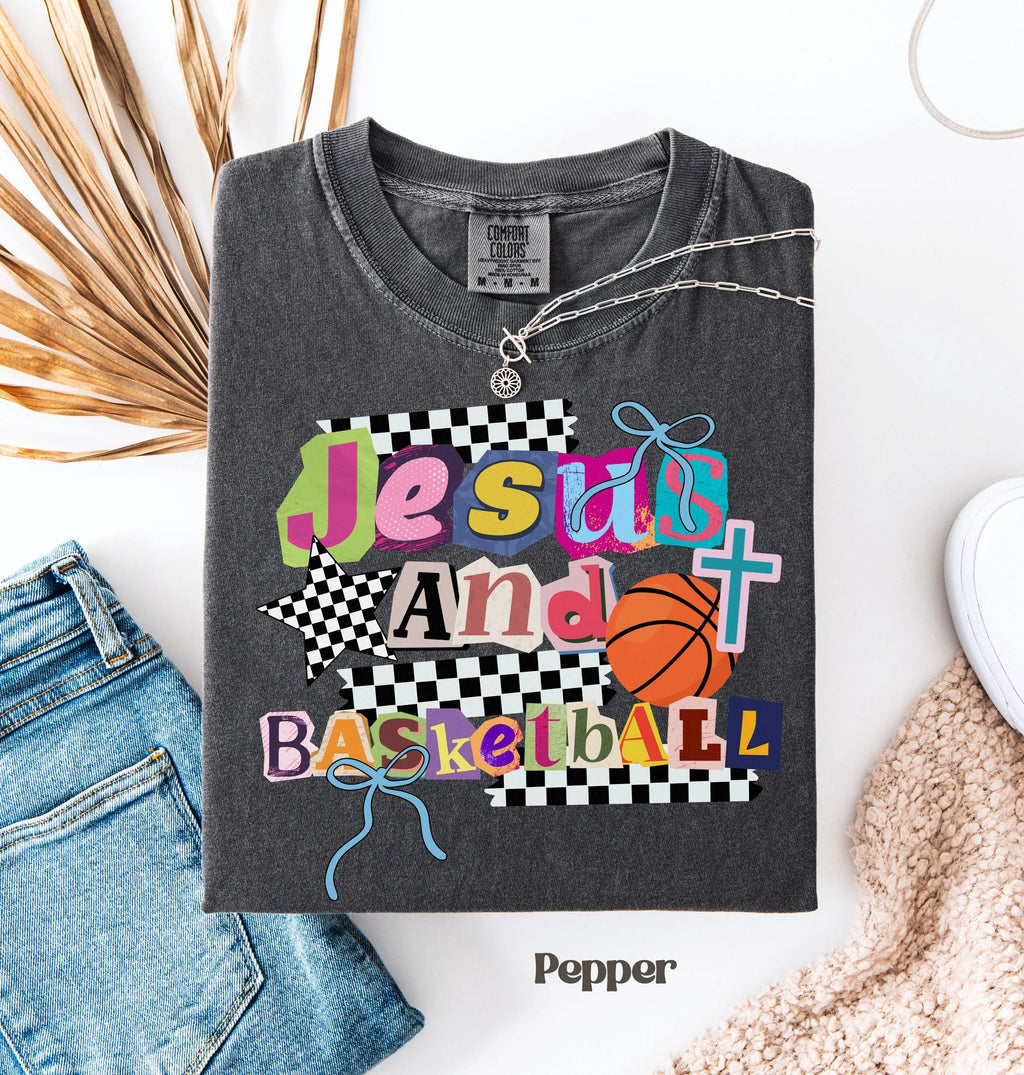 Comfort Colors Jesus Basketball Christian Basketball Mom Faith Sports Game Day Basketball