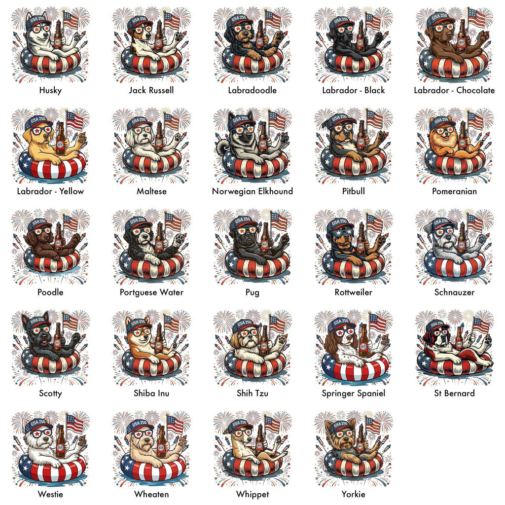 Patriotic Dogs 4th July Dog Comfort Colors 50 Dog Breeds Custom Available Usa Flag Fireworks America 250