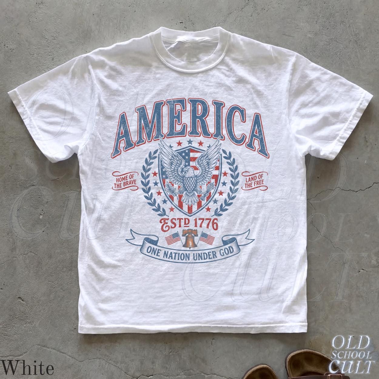 Vintage America Patriotic Eagle Usa Independence Day Tee Fourth July Nation Under God Retro Usa