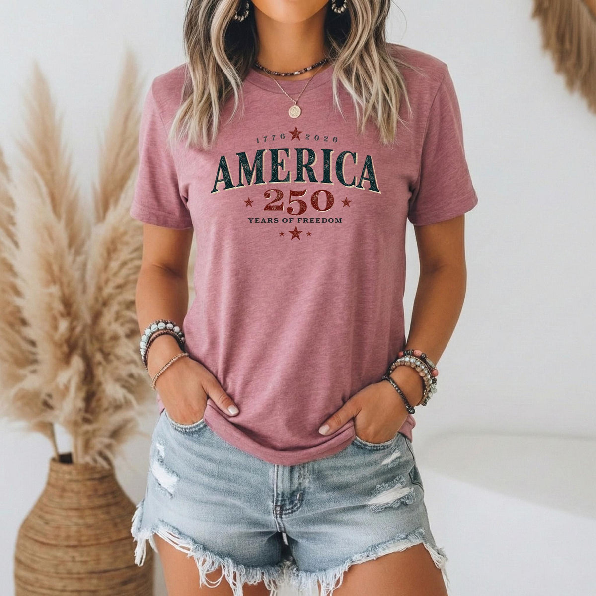 250 Years Freedom Bella Canvas Retro American Flag Usa Flag 4th July Proud Patriotic American