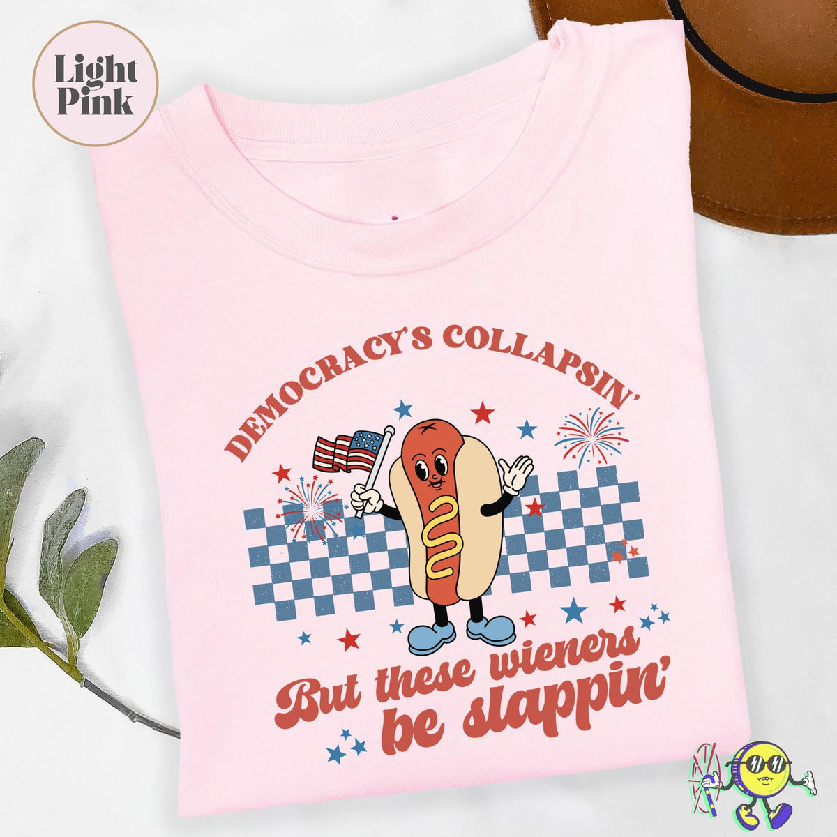 Democracy'S Collapsin Wieners Slappin Groovy Liberal Fourth July Dog Glizzy Retro Mascot Anti Trump Leftist Humor