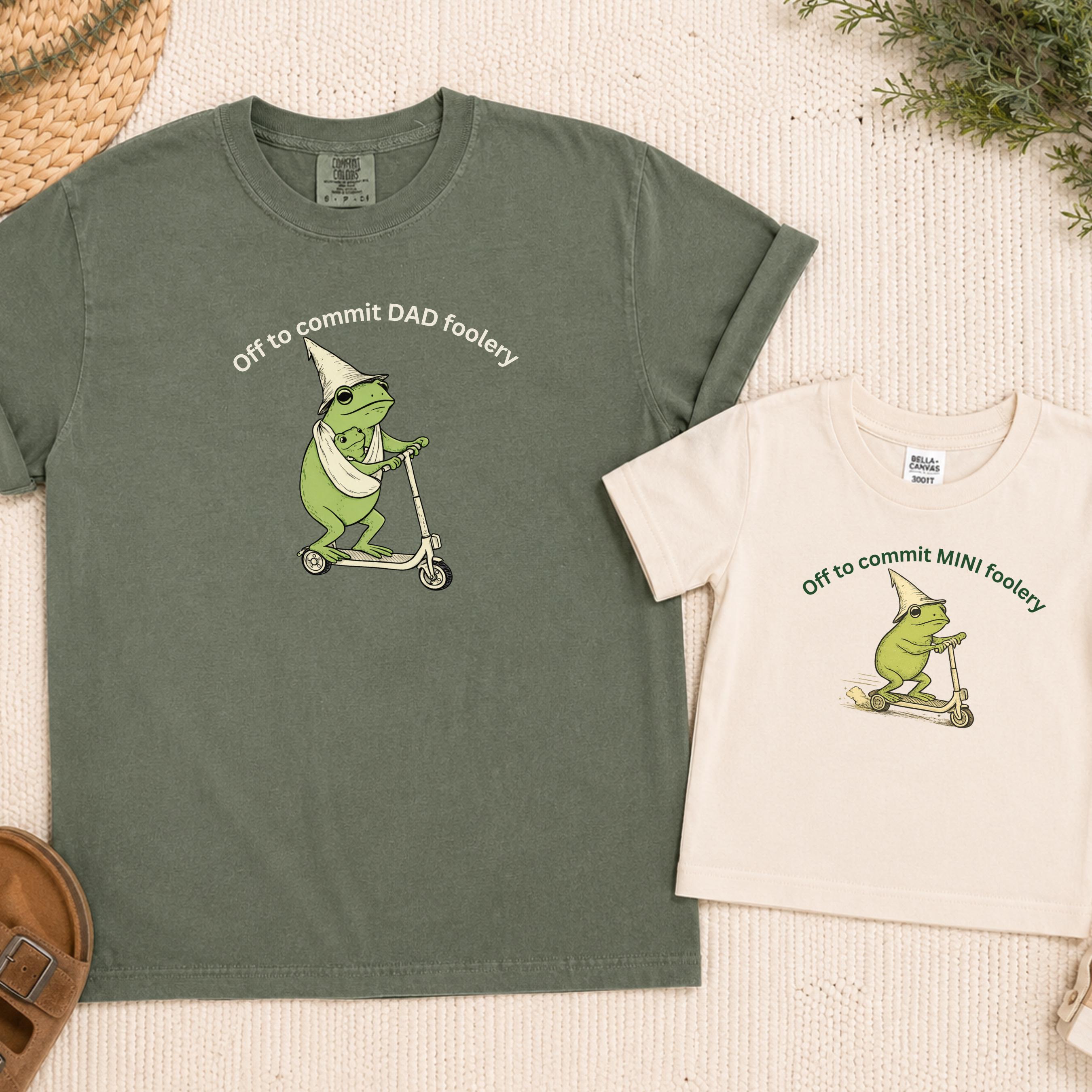 Dad Frog Comfort Colors Off Commit Dad Foolery Frog Scooter First Time Dad Dada Pregnancy Reveal Tee
