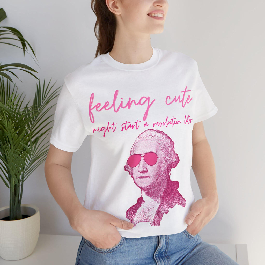 Washington Portrait Tee Pink Sunglasses Revolution Humor