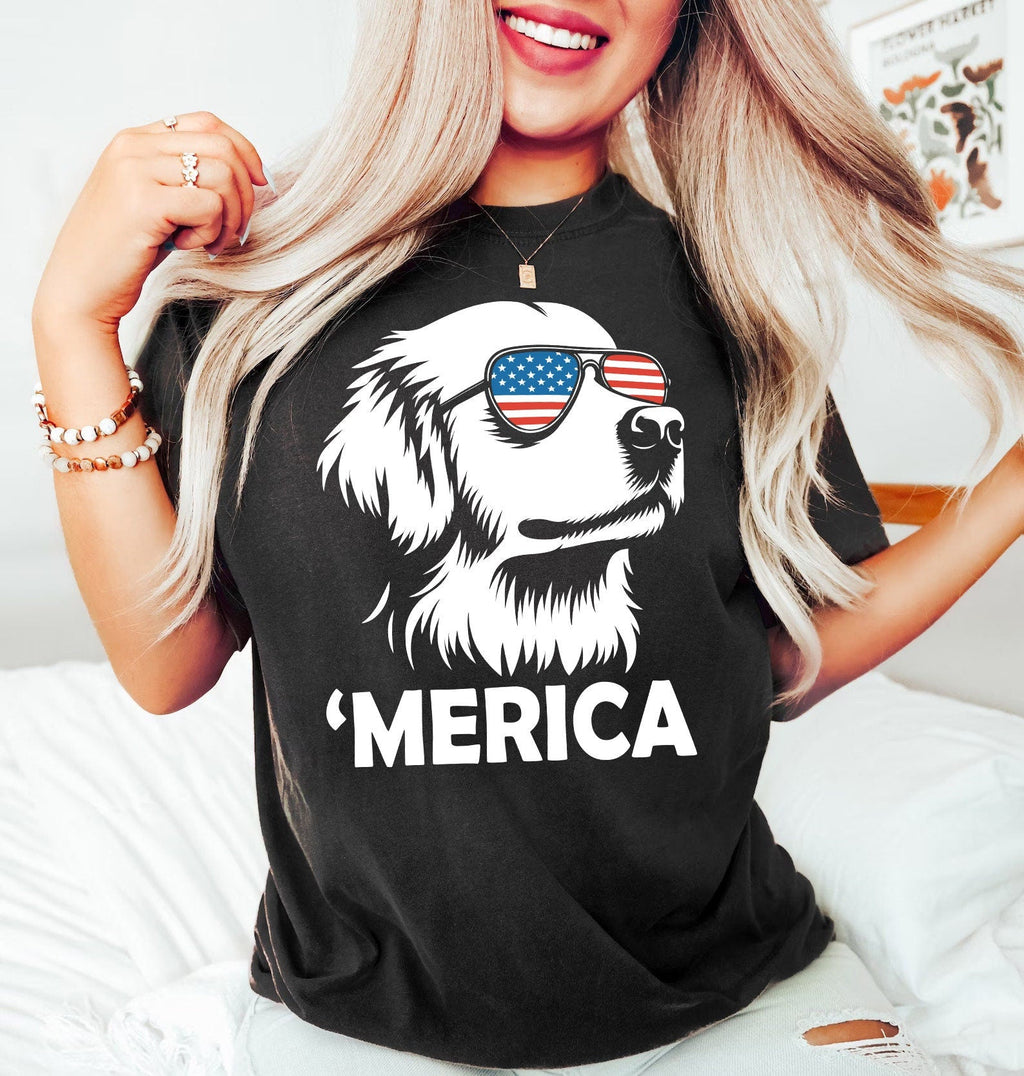 Merica Golden Retriever 4th July Dog Golden Retriever Mom Patriotic Dog Tee Golden Retriever Lover