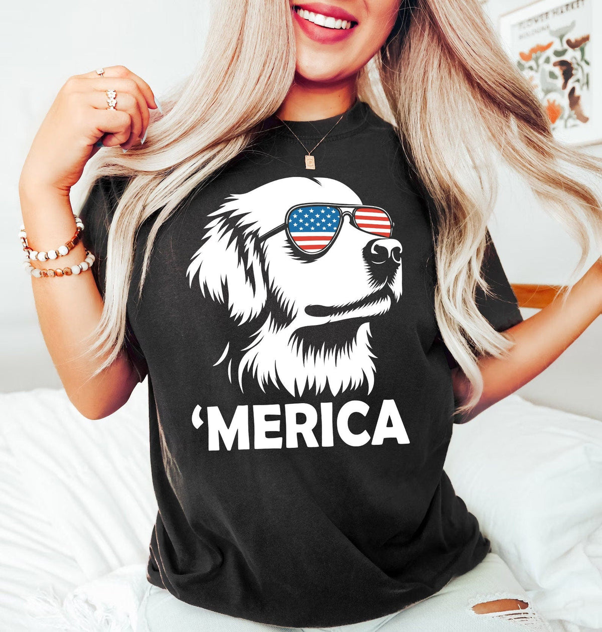 Merica Golden Retriever 4th July Dog Golden Retriever Mom Patriotic Dog Tee Golden Retriever Lover