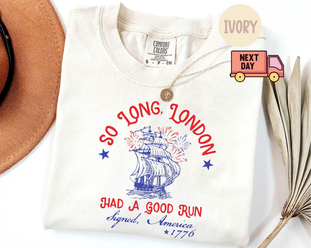 Comfort Colors Long London Good Run 4th July Patriotic Fourth July Tee July 4th