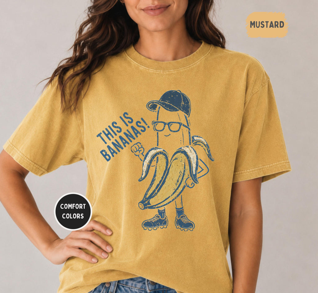 Bananas Retro Banana Baseball Tee Comfort Colors 1717 Sports Mom Game Day Fruit Pun