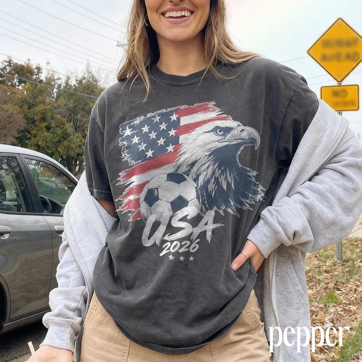 Vintage Usa World Cup 2026 Soccer American Eagle Football Fan Patriotic Sports Comfort Colors Tee