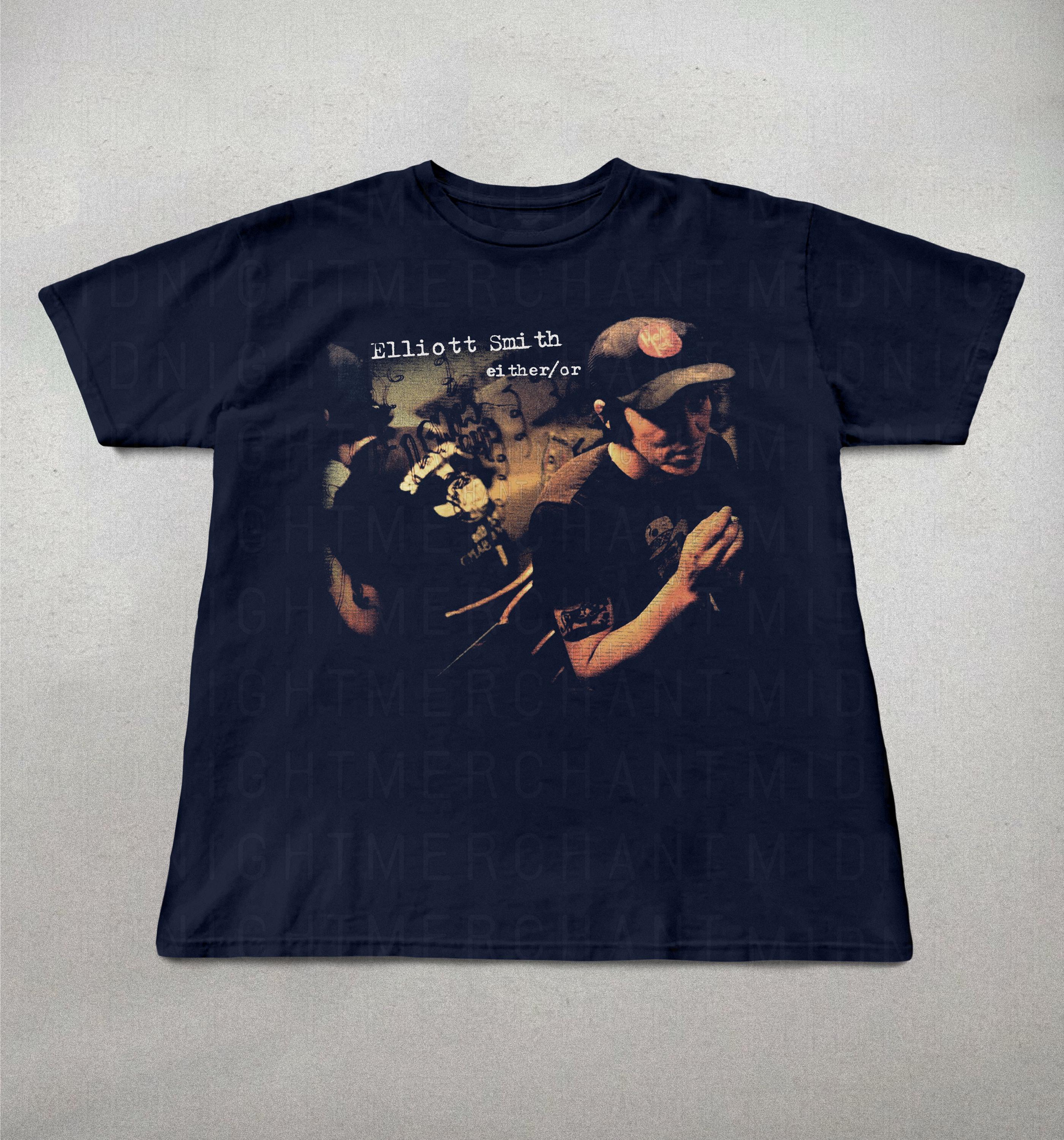 Elliot Smith Either Indie Folk Retro 90s Elliot Smith Alt Rock Tee 90s Band Tee