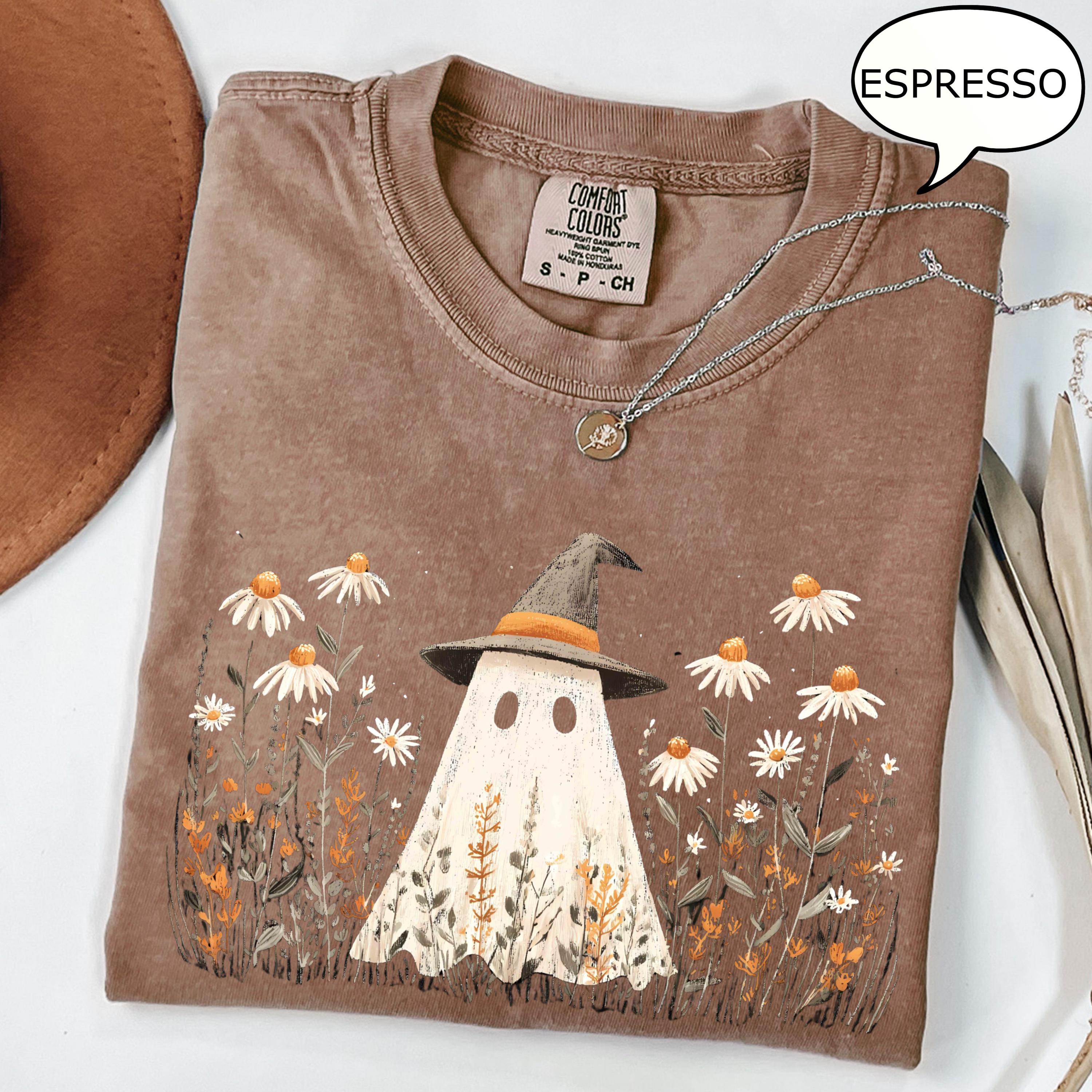 Comfort Colors Ghost Floral Ghos Retro Halloween Fall Halloween Daisy Flower