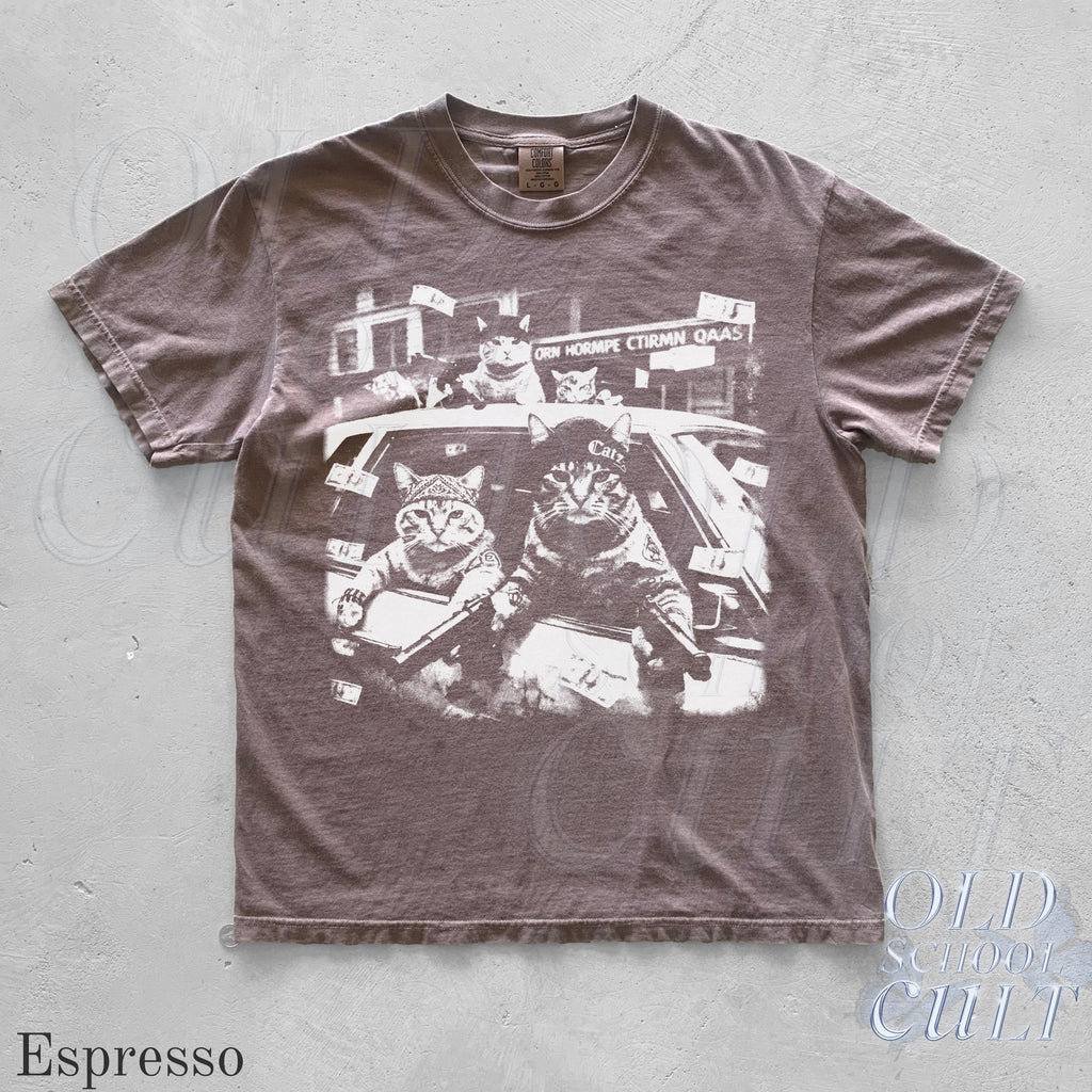 Gangster Cats Vintage Black Cat Tee Retro Streetwear Cat Oversized Cat Lover