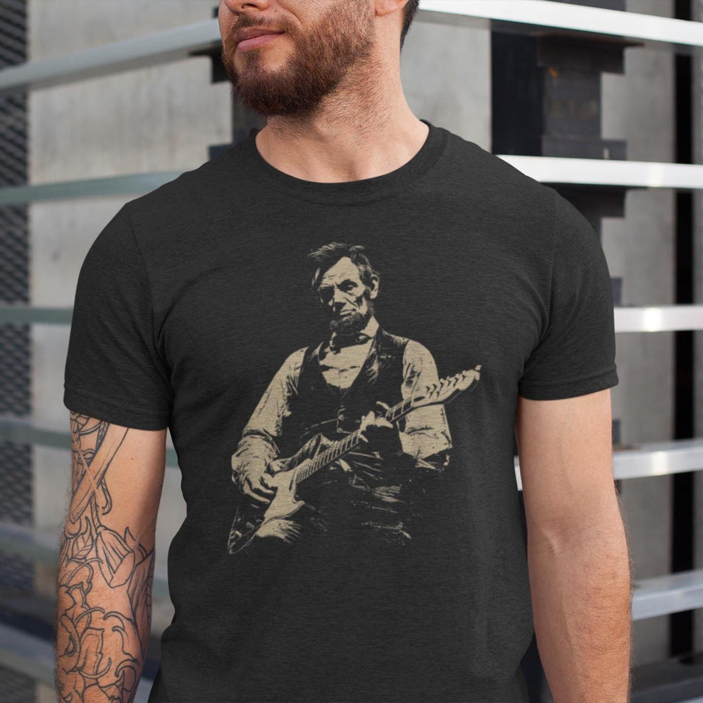 Abraham Lincoln Guitar Retro Political Humor Tee Unisex