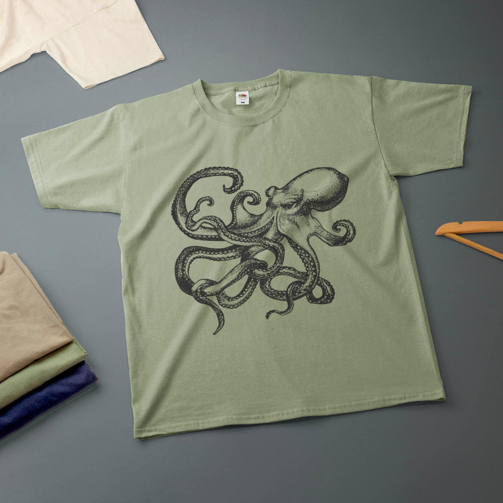 Octopus Ink Drawing Kraken Various Sizes Colours Tee Unisex